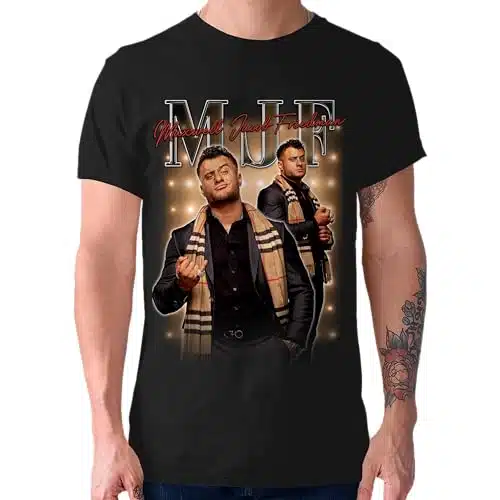 AEW All Elite Wrestling MJF Maxwell Jacob Friedman Kiss The Ring Mens and Womens Short Sleeve T Shirt (Large, Black)