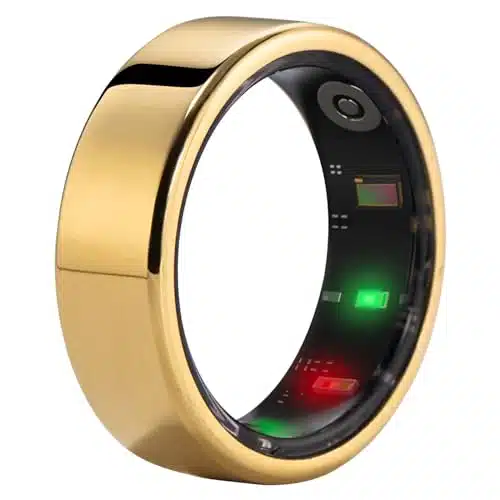 AMOVAN Smart Ring Sleep Health Monitor Heart Rate Blood Oxygen Titanium Alloy Lightweight Bluetooth Tracker for Men and Women,Gold