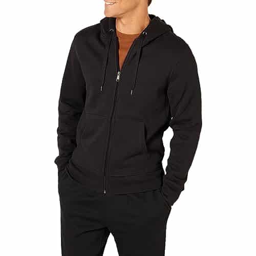 Amazon Essentials Men's Full Zip Hooded Fleece Sweatshirt (Available in Big & Tall), Black, X Large
