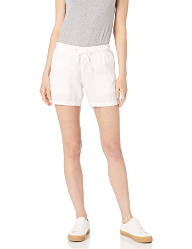 Amazon Essentials Women's Inseam Drawstring Linen Blend Short (Available in Plus Size), White, Medium