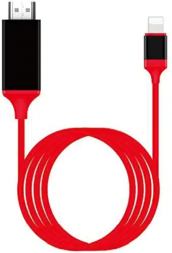 [Apple MFi Certified] Lightning to HDMI Adapter for Phone to TV,Compatible with iPhone,iPad, Sync Screen Connector Directly Connect on HDTVMonitorProjector NO Need Power Supply Feet(red)
