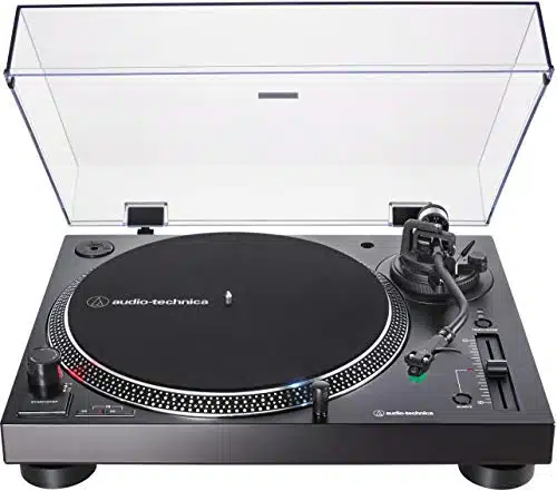 Audio Technica AT LPXUSB BK Direct Drive Turntable (Analog & USB), Fully Manual, Hi Fi, Speed, Convert Vinyl to Digital, Anti Skate and Variable Pitch Control Black