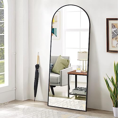BEAUTYPEAK xArch Floor Mirror, Full Length Mirror Wall Mirror Hanging or Leaning Arched Top Full Body Mirror with Stand for Bedroom, Dressing Room, Black