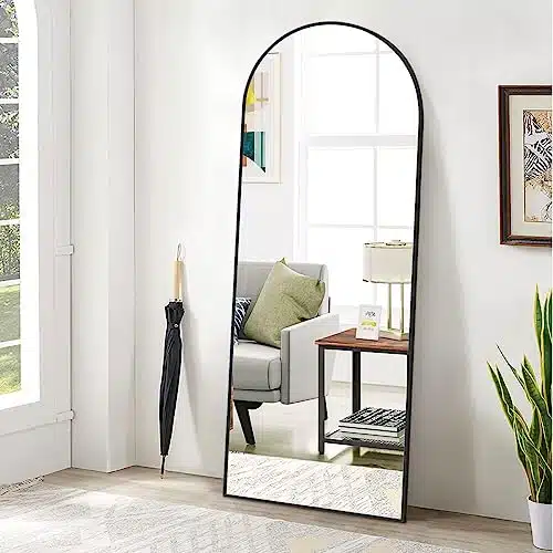 BEAUTYPEAK xArch Floor Mirror, Full Length Mirror Wall Mirror Hanging or Leaning Arched Top Full Body Mirror with Stand for Bedroom, Dressing Room, Black