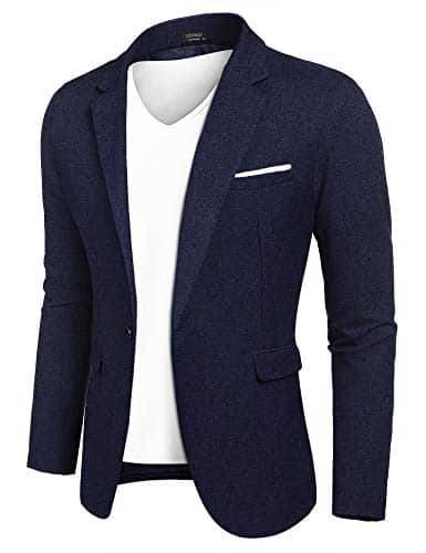 COOFANDY Mens Slim Fit Premium Stylish Suit Coat Jacket Modern Business Blazers Navy Blue