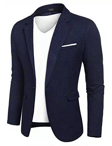 COOFANDY Mens Slim Fit Premium Stylish Suit Coat Jacket Modern Business Blazers Navy Blue