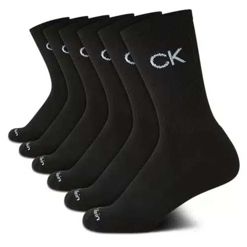 Calvin Klein Boys' Socks   Cushion Crew Cut Socks (Pack), Size Large, Black