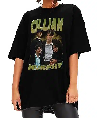 Cillian Murphy T Shirt Shirt Unisex Cotton Crewneck Black (Small)