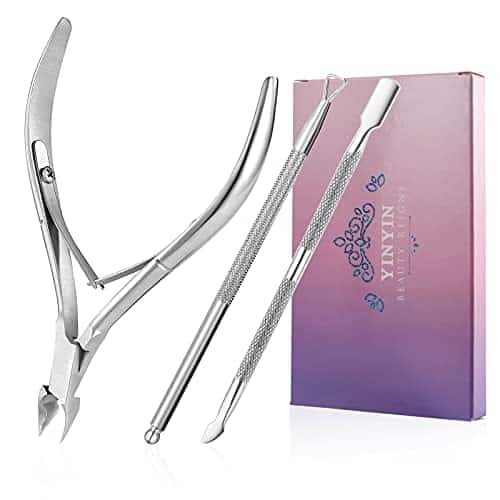 Cuticle Trimmer with Pusher YINYIN Remover Nippers Professional Stainless Steel and Cutter Clippers Durable Pedicure Manicure Tools for Fingernails Toenails