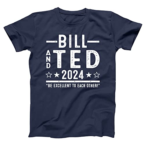 Donkey Tees Bill and Ted   Funny Retro Comedy s Movie Humor Mens Shirt X Large Navy