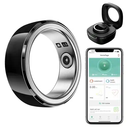 Fourmor Health Ring Smart Ring  Pedometer with APP, Portable Charging Case for Women & Men,Fitness Tracker Smart Ring for Heart Rate, Blood Oxygen, Sleep Tracking ()