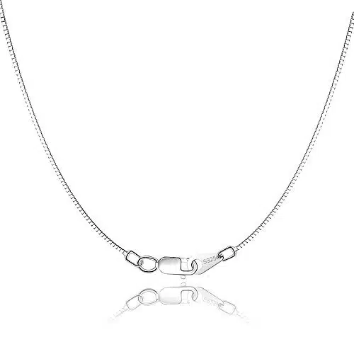 Jewlpire Sterling Silver Chain for Women Girls mm Box Chain Lobster Claw Clasp   Italian Necklace Chain   Super Thin & Strong   Friendly Price & Quality Inch