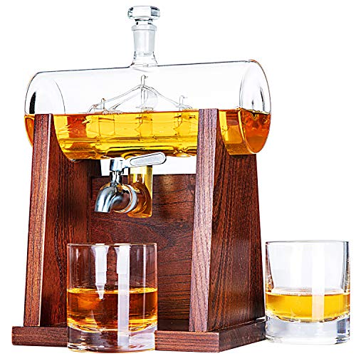 Jillmo Whiskey Decanter Sets for Men, ml Decanter Set with hiskey Glasses, Ideal Bourbon Gifts for Men