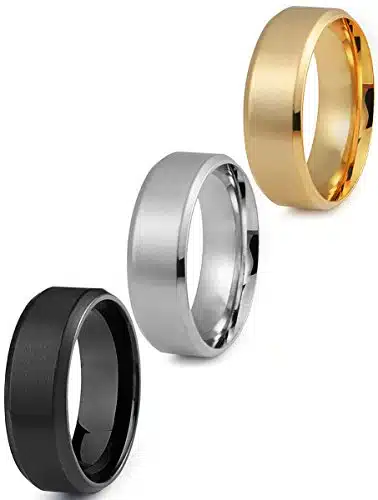 Jstyle Stainless Steel Rings for Men Wedding Ring Cool Simple Band  Pcs A Set ()