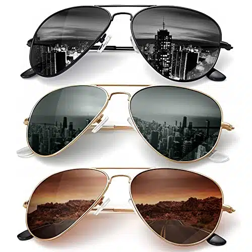 KALIYADI Classic Aviator Sunglasses for Men Women Driving Sun glasses Polarized Lens UV Blocking (Pack) mm