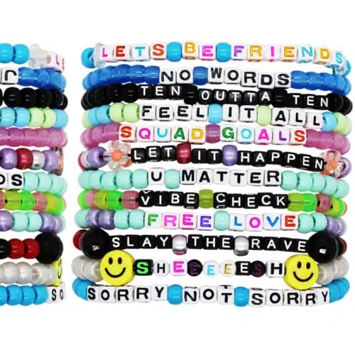 KANDI BAR Good Vibes Rave Bracelets (pack)  Edition  Wear and Trade Handmade PLUR Music Festival Accessories  Different Phrases Every Time