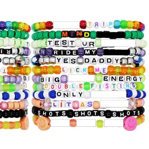 KANDI BAR Party Hard Rave Bracelets (pack)  Edition  Wear and Trade Handmade PLUR Music Festival Accessories  Different Phrases Every Time