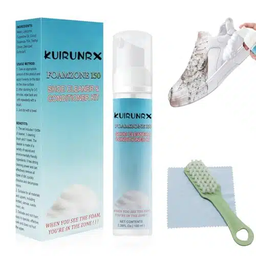 KUIRUNRX Shoe Doc Cleaner fzShoe Cleaner Kit Sneaker Shoe Clean Foam Cream Bubble Shoe Stain Remover with Brush and Towel for Cleaning Sneakers, Leather, White Shoes, Fabric