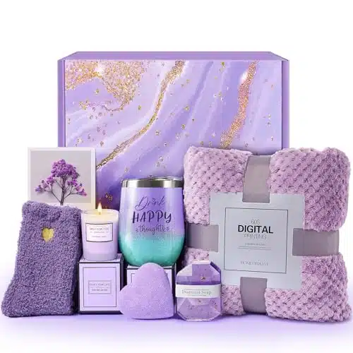 LE CADEAU Birthday Gifts for Women, Get Well Soon Gifts, Relaxing Spa Care Package with Luxury Flannel Blanket   Valentines, Mothers Day, Christmas Gifts for Women, Mom, Wife, Girlfriend, Friends, Sis