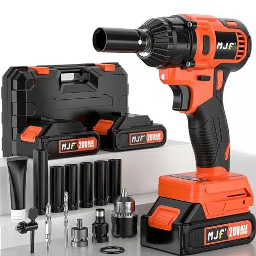 MJF Cordless Impact Wrench Inch, Brushless Motor, Max Torque ft lbs (N.m), Drill Function, x Ah Li ion Battery with Fast Charger, Sockets, Electric Ratchet