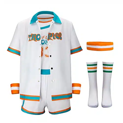 Mens Jackie Moon Basketball Costume Semi Pro #Flint Tropics Jersey Uniform Tracksuit Sweat Suit Sports Outfit (white, Medium)