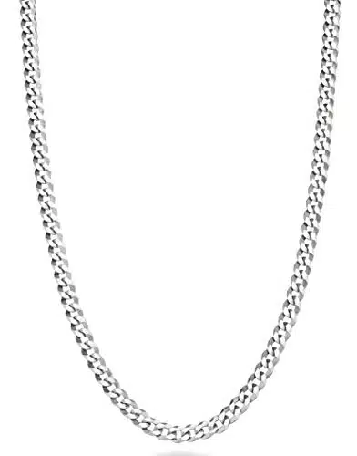 Miabella Italian Solid Sterling Silver mm Diamond Cut Cuban Link Curb Chain Necklace for Women Men, Made in Italy (Length Inch)