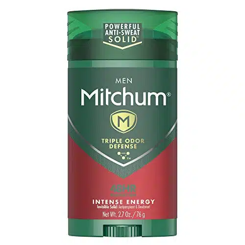 Mitchum Men's Deodorant, Antiperspirant Stick, Triple Odor Defense Invisible Solid, Hr Protection, Dermatologist Tested, Intense Energy, Oz (Pack of )