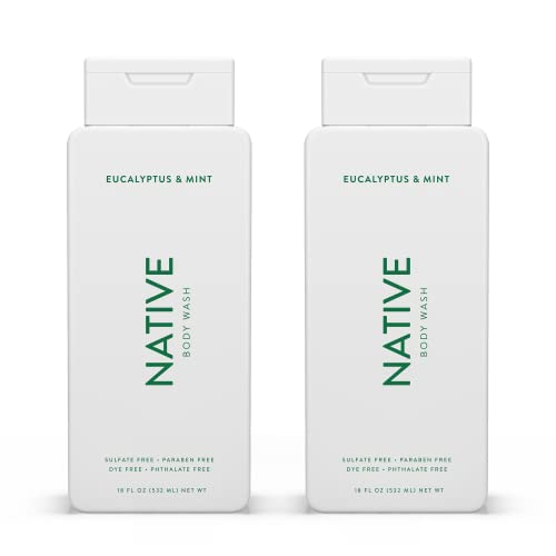 Native Natural Body Wash for Women, Men  Sulfate Free, Paraben Free, Dye Free, with Naturally Derived Clean Ingredients Leaving Skin Soft and Hydrating, Eucalyptus & Mint oz  