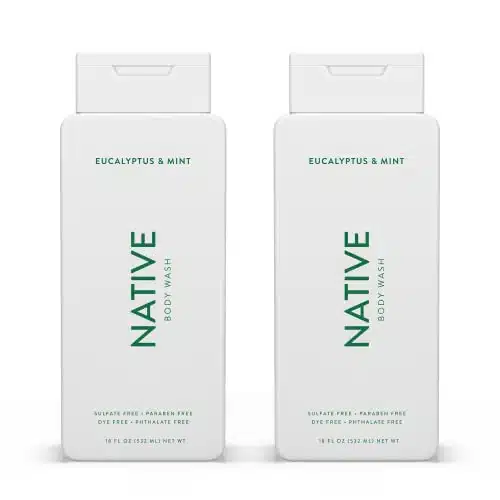Native Natural Body Wash for Women, Men  Sulfate Free, Paraben Free, Dye Free, with Naturally Derived Clean Ingredients Leaving Skin Soft and Hydrating, Eucalyptus & Mint oz  