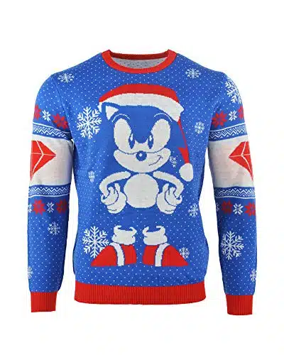 Numskull Official Sonic the Hedgehog Sonic Gem Christmas JumperUgly Sweater   M (UKEU)  S (US)