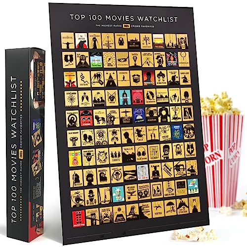 Official IMDb Top ovies Scratch Off Poster Premium Bucket List Made in USA xInches Unique Gift for Men and Women Film Lovers Movie Night Supplies and Room Decor