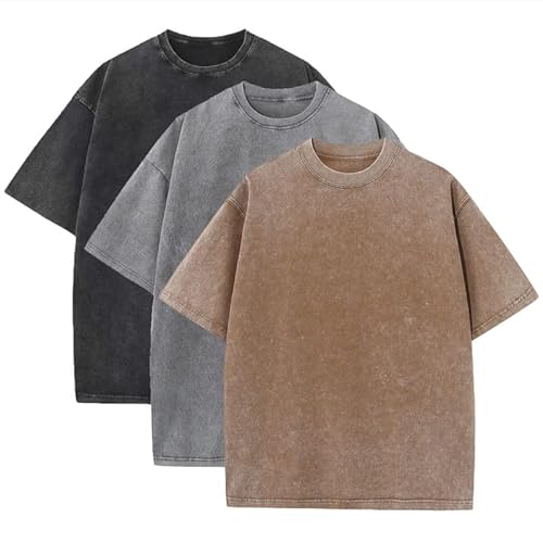 Pcs Men's Oversized Heavy Cotton Summer T Shirts Vintage Tee Loose Fit Short Sleeve Casual Tshirts for Men Women