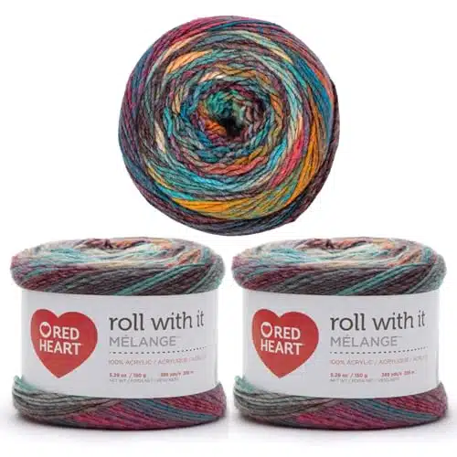 Red Heart Roll with It Melange Show Time Yarn   Pack of goz   Acrylic   edium (Worsted)   Yards   KnittingCrochet