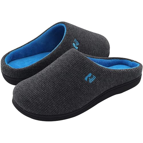 RockDove Men's Original Two Tone Memory Foam Slipper, Men, Dark GreyBlue