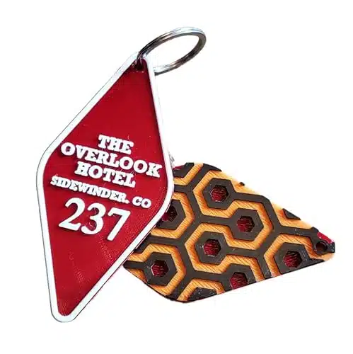Room Hexagon keychain from the Overlook Hotel in The Shining, Red, Orange, Black, White