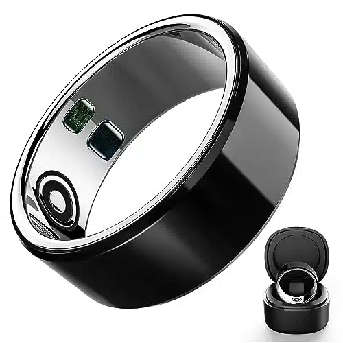 Smart Ring Health Tracker, Continuously Records Sleep Quality, Heart Rate, Temperature, Blood Oxygen and Pedometer,Great Gift,Black,