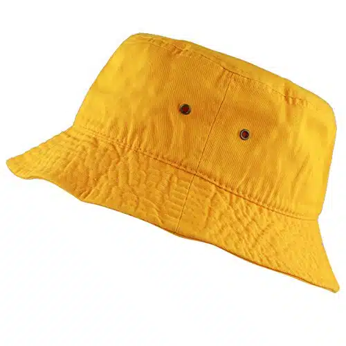 The Hat Depot N Unisex % Cotton Packable Summer Travel Bucket Hat (LXL, Gold)