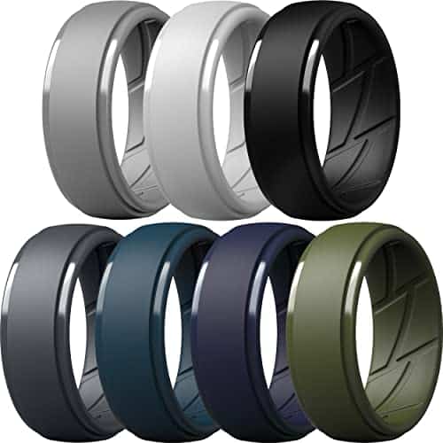ThunderFit Silicone Ring Men, Breathable with Air Flow Grooves   mm Wide   mm Thick (Light Grey, Dark Grey, Navy Blue, Grey, Olive Green, Dark Blue, Black   (mm))