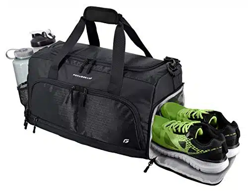 Ultimate Gym Bag The Durable Crowdsource Designed Duffel Bag with Optimal Compartments Including Water Resistant Pouch (Black, Medium ())