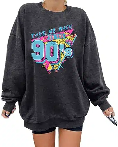 Women's Take Me Back to The 's Oversized Sweatshirt s Outfit Shirt Vintage Pullover Tops for Birthday Party Gift Grey