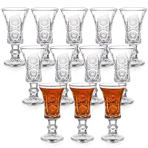 Youeon Pack Oz Shot Glasses Set, Clear Cordial Glasses, Fancy Shot Glasses, Mini Wine Glass with Heavy Base, Sherry Glasses Small Goblet Glasses for Tequila, Liquor, Whiskey, Vodka