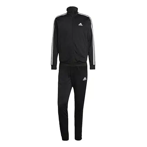 adidas Men's Sportswear Basic stripes Tricot Track Suit, Black, X Large