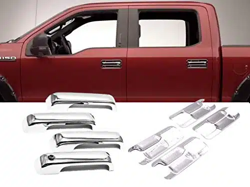 eLoveQ for Ford F + F F Super Duty Chrome Door Handle + Bowl Covers WO Smart Keyless