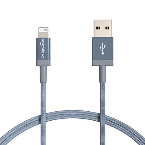Amazon Basics Pack USB A to Lightning Charger Cable, Nylon Braided Cord, MFi Certified Charger for Apple iPhone X Xs Pro, Pro Max, Plus, iPad, Foot, Dark Gray