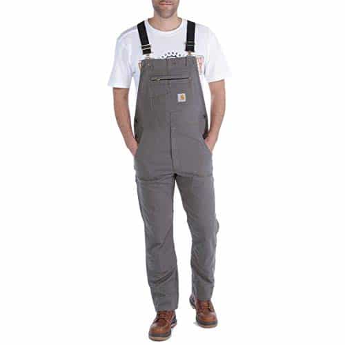 Carhartt Men's Rugged Flex Relaxed Fit Canvas Bib Overall, Gravel, x