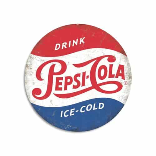 Drink Ice Cold Pepsi Cola Round Metal Tin Signs, Vintage Wall Decor Retro Art Tin Sign Funny Decorations for Home Bar Pub Cafe Farm Room Metal Posters Inch Diameter