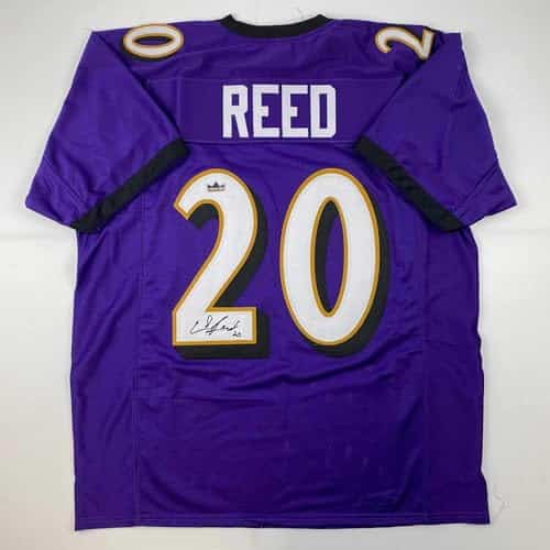 Facsimile Autographed Ed Reed Baltimore Purple Reprint Laser Auto Football Jersey Size Men's XL