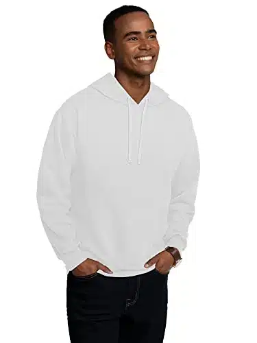 Fruit of the Loom Men's Eversoft Fleece Sweatshirts & Hoodies, Moisture Wicking & Breathable, Sizes S X, Pullover White, Small
