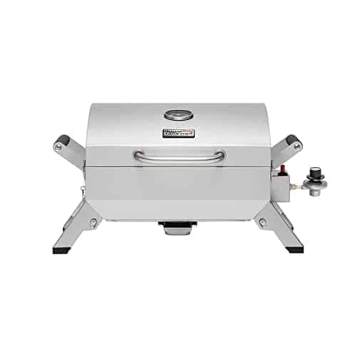 Grills House Stainless Steel Portable Grill with Two Handles and Travel Locks, Tabletop Propane Gas Grill with Folding Legs, BTU, for Picnic Cookout, GT, Silver