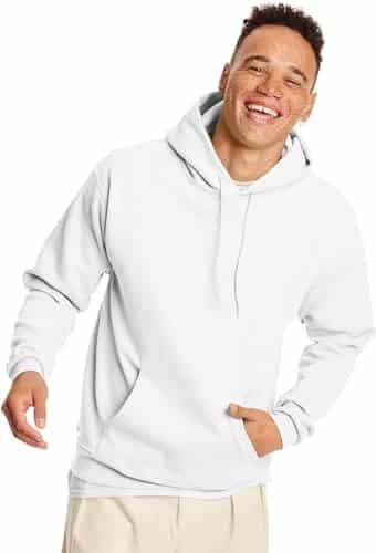 Hanes Men's Pullover EcoSmart Hooded Sweatshirt, white, Large